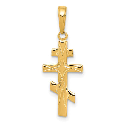 14K Gelbgold Eastern Orthodox Kreuz Anhänger