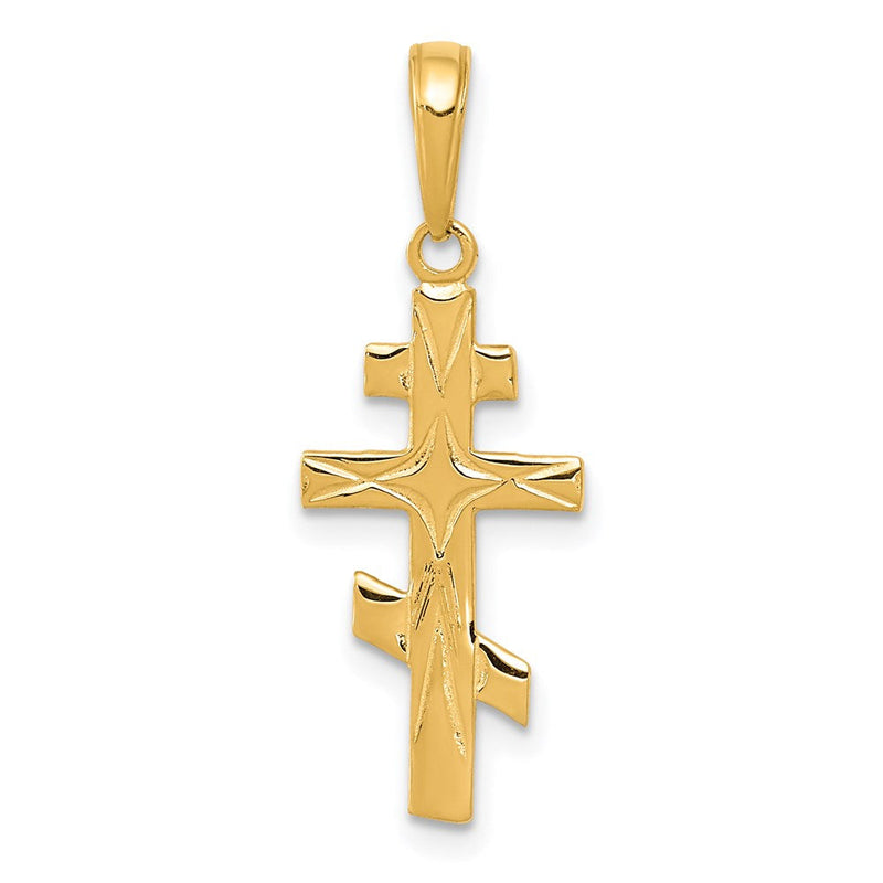 14K Gelbgold Eastern Orthodox Kreuz Anhänger