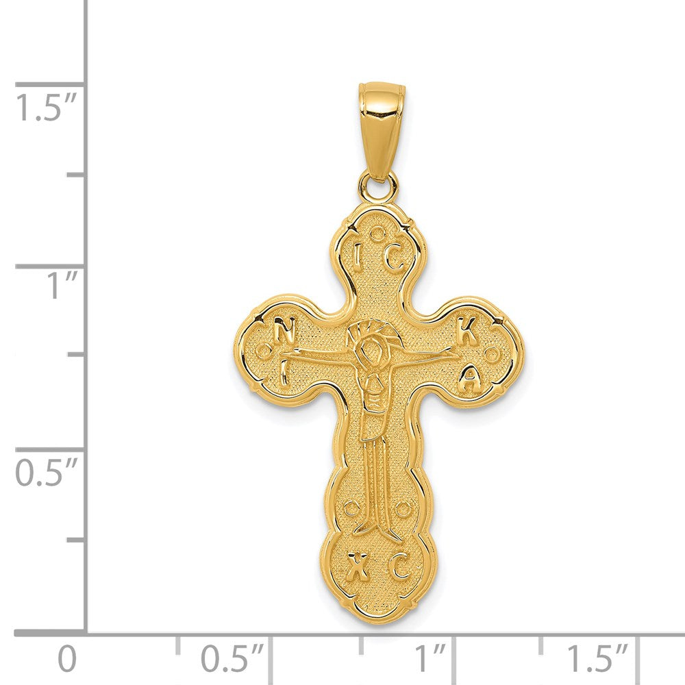 14K Gelbgold Kruzifix-Anhänger, satiniert