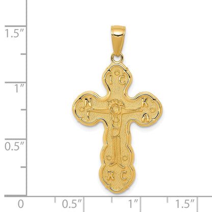 14K Gelbgold Kruzifix-Anhänger, satiniert