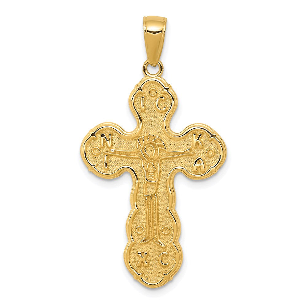 14K Gelbgold Kruzifix-Anhänger, satiniert