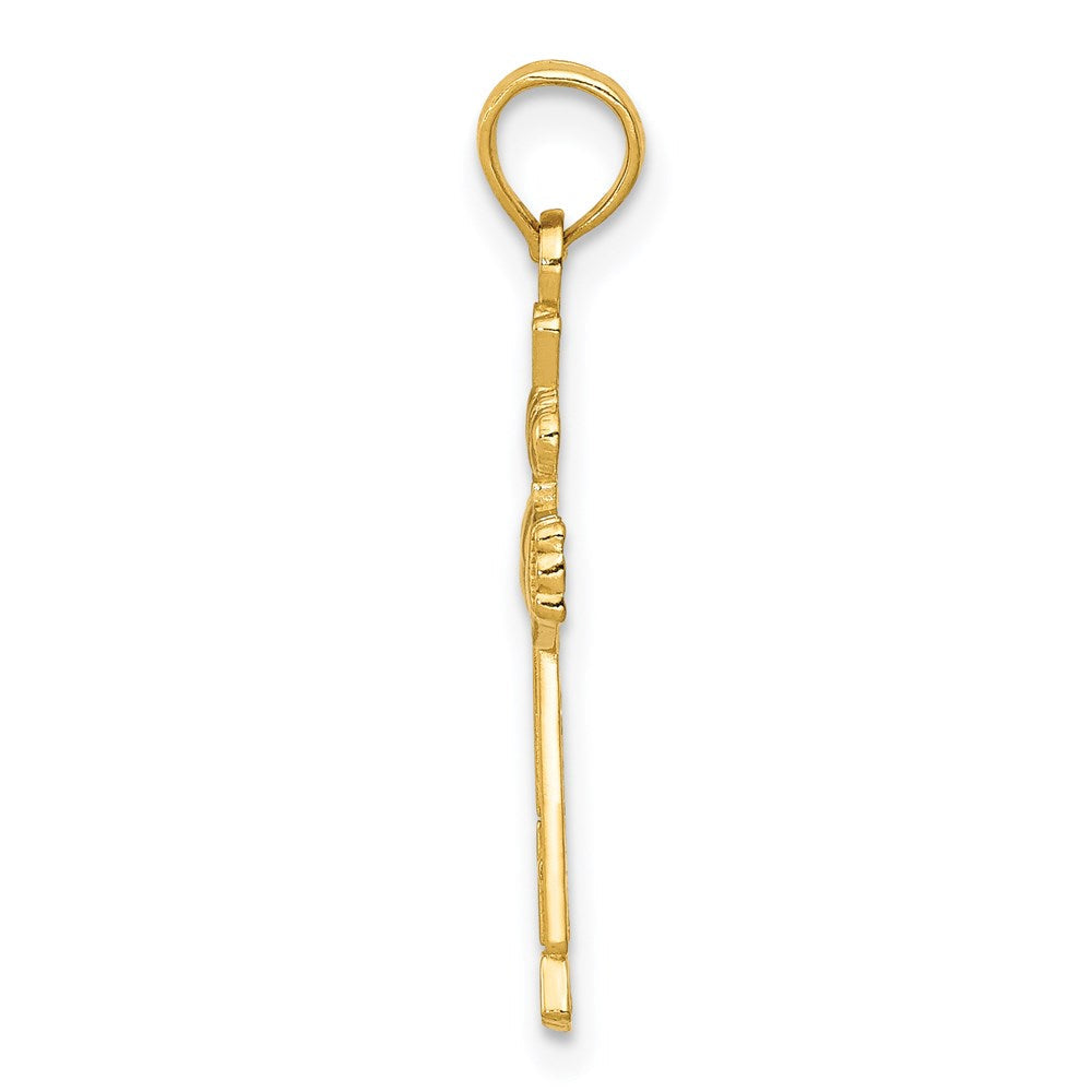 14K Gelbgold Claddagh Kreuz Charm