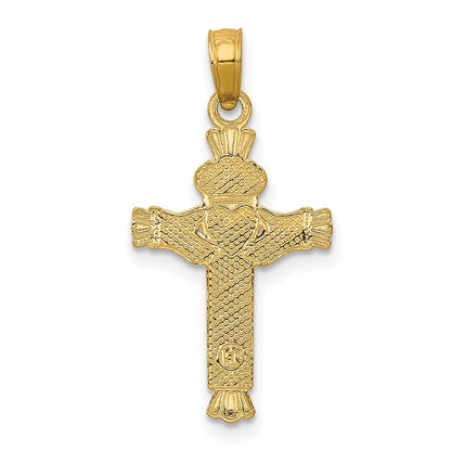 14K Gelbgold Claddagh Kreuz Charm