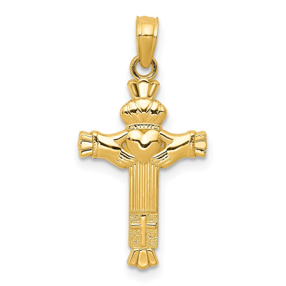 14K Gelbgold Claddagh Kreuz Charm