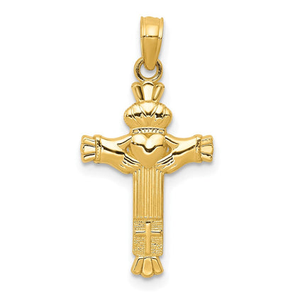 14K Gelbgold Claddagh Kreuz Charm
