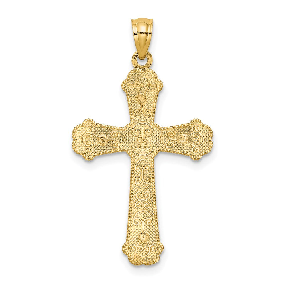 14K Bicolor-Gold Herzen-Kreuz-Anhänger