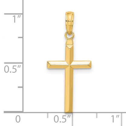 14K Gelbgold Wendbar Lateinisch Kreuz Anhänger