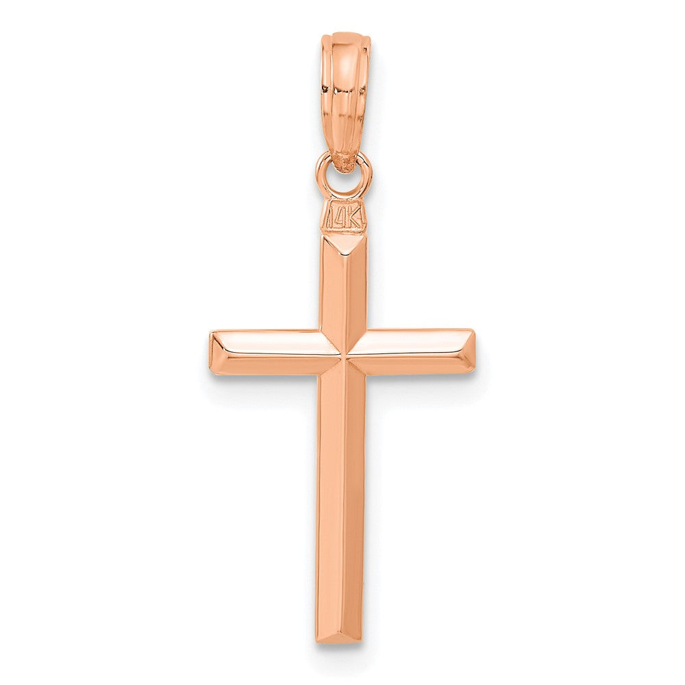 14K Roségold Wendbar Lateinisch Kreuz Anhänger