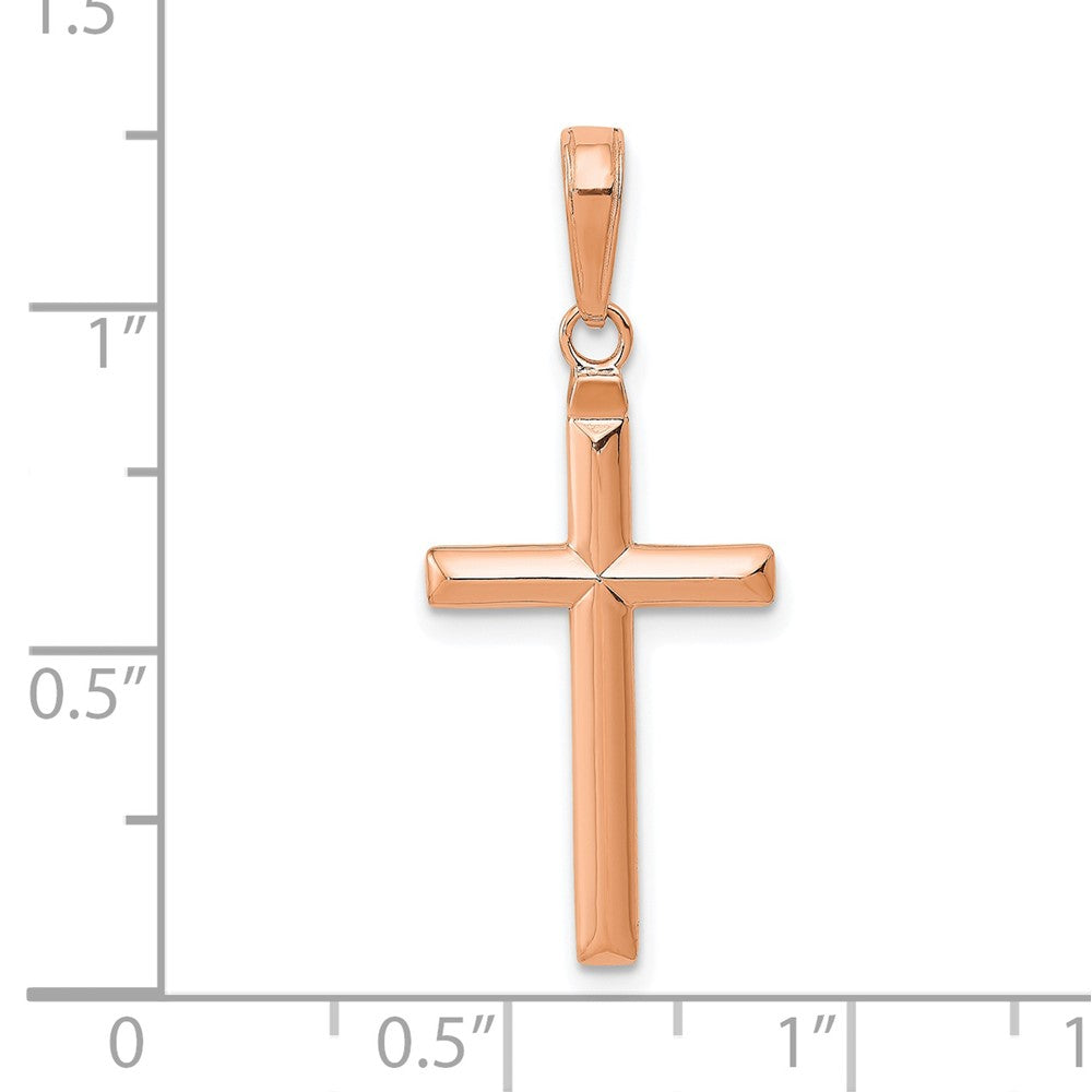 14K Roségold Wendbar Lateinisch Kreuz Anhänger