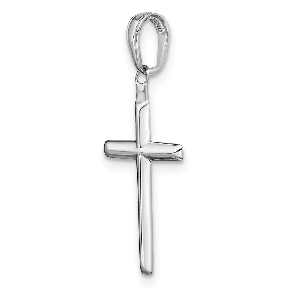 14K Weißgold Wendbar Lateinisch Kreuz Anhänger
