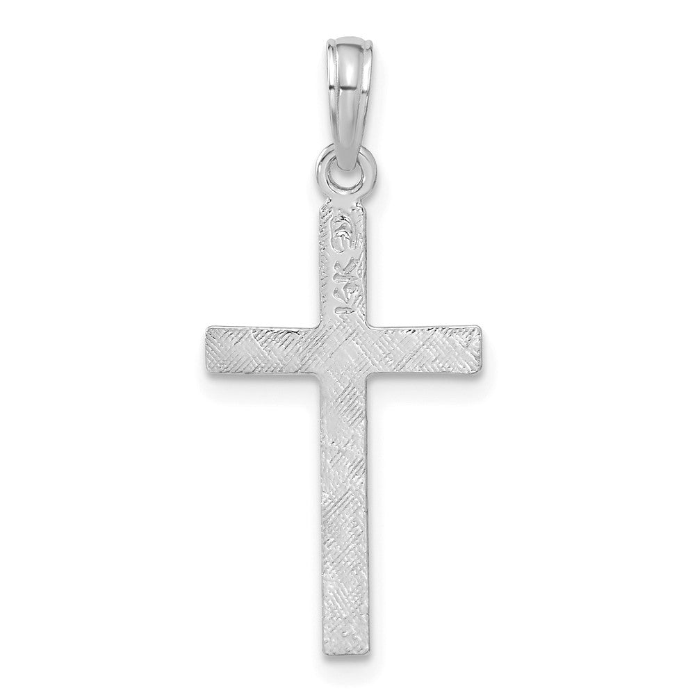 14K Weißgold Lateinisch Kreuz Anhänger