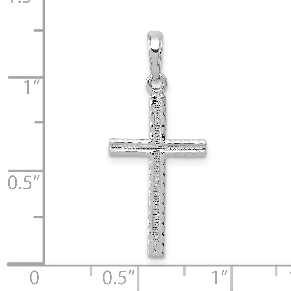 14K Weißgold Lateinisch Kreuz Anhänger
