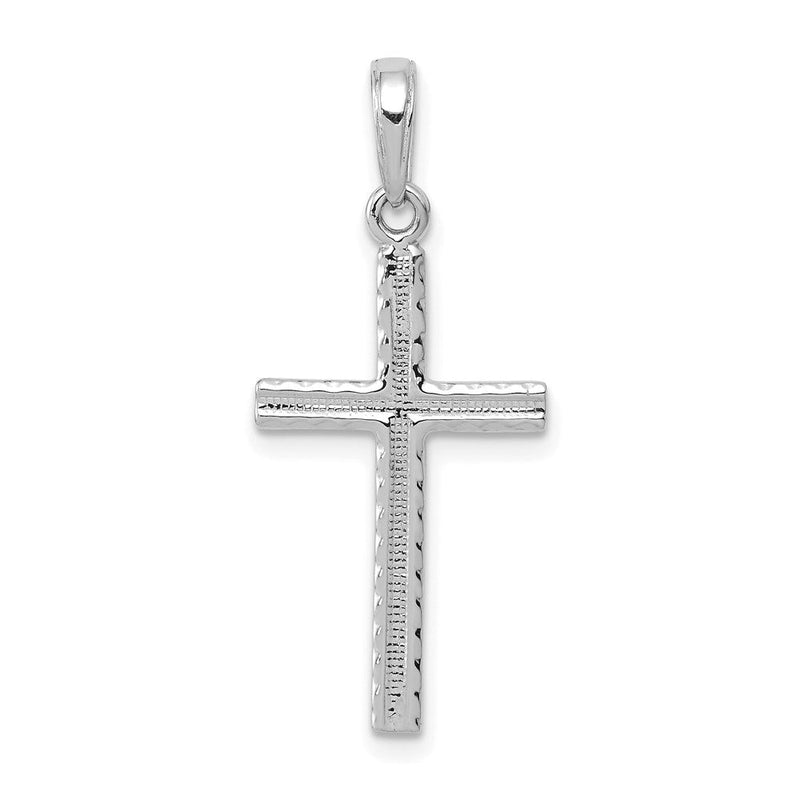 14K Weißgold Lateinisch Kreuz Anhänger