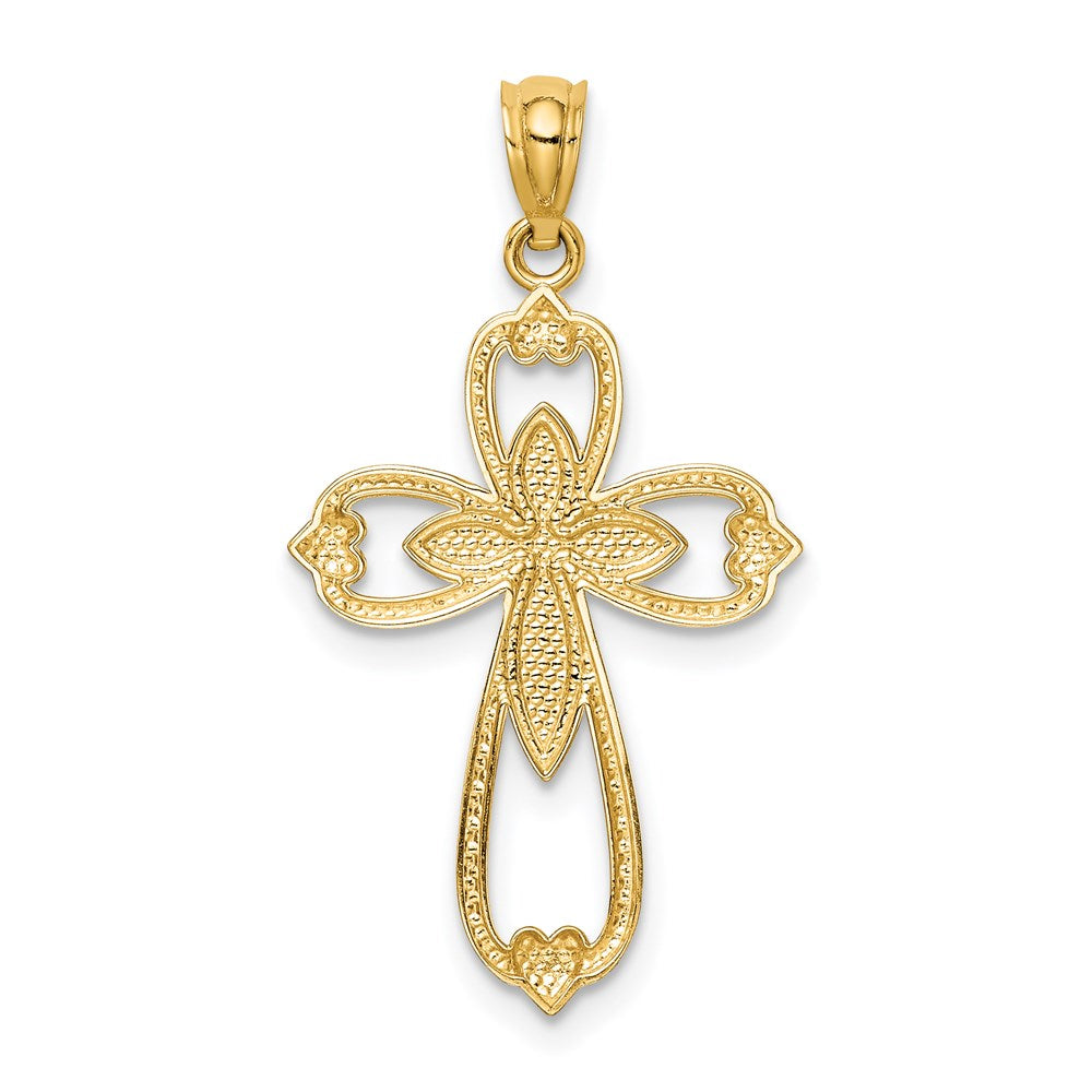 14K Gelb & Rhodium mit Rhodium Diamantiert Kreuz Anhänger