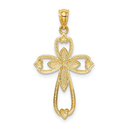 14K Gelb & Rhodium mit Rhodium Diamantiert Kreuz Anhänger