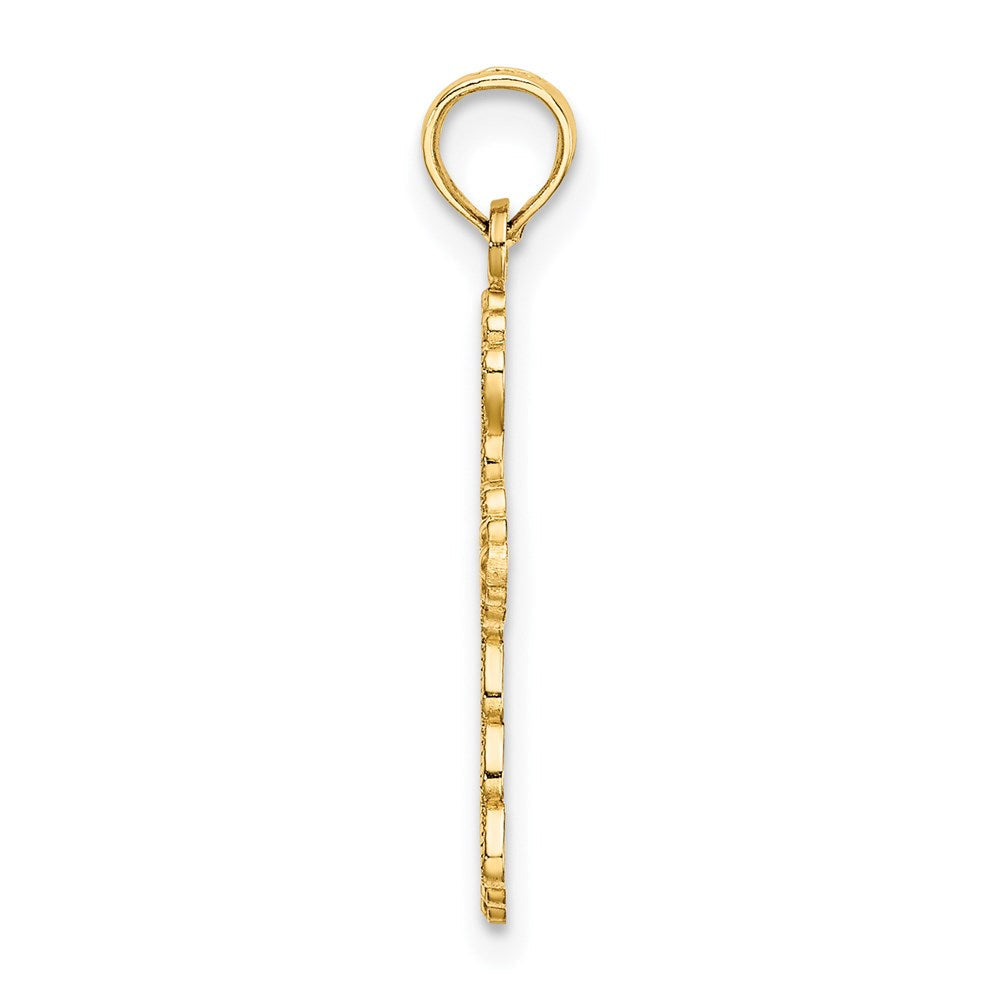 14K Gelbgold Gewellt Kreuz Charm
