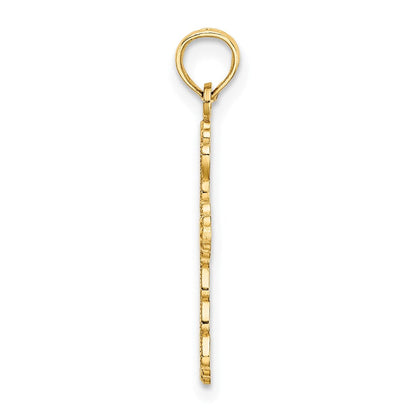 14K Gelbgold Gewellt Kreuz Charm