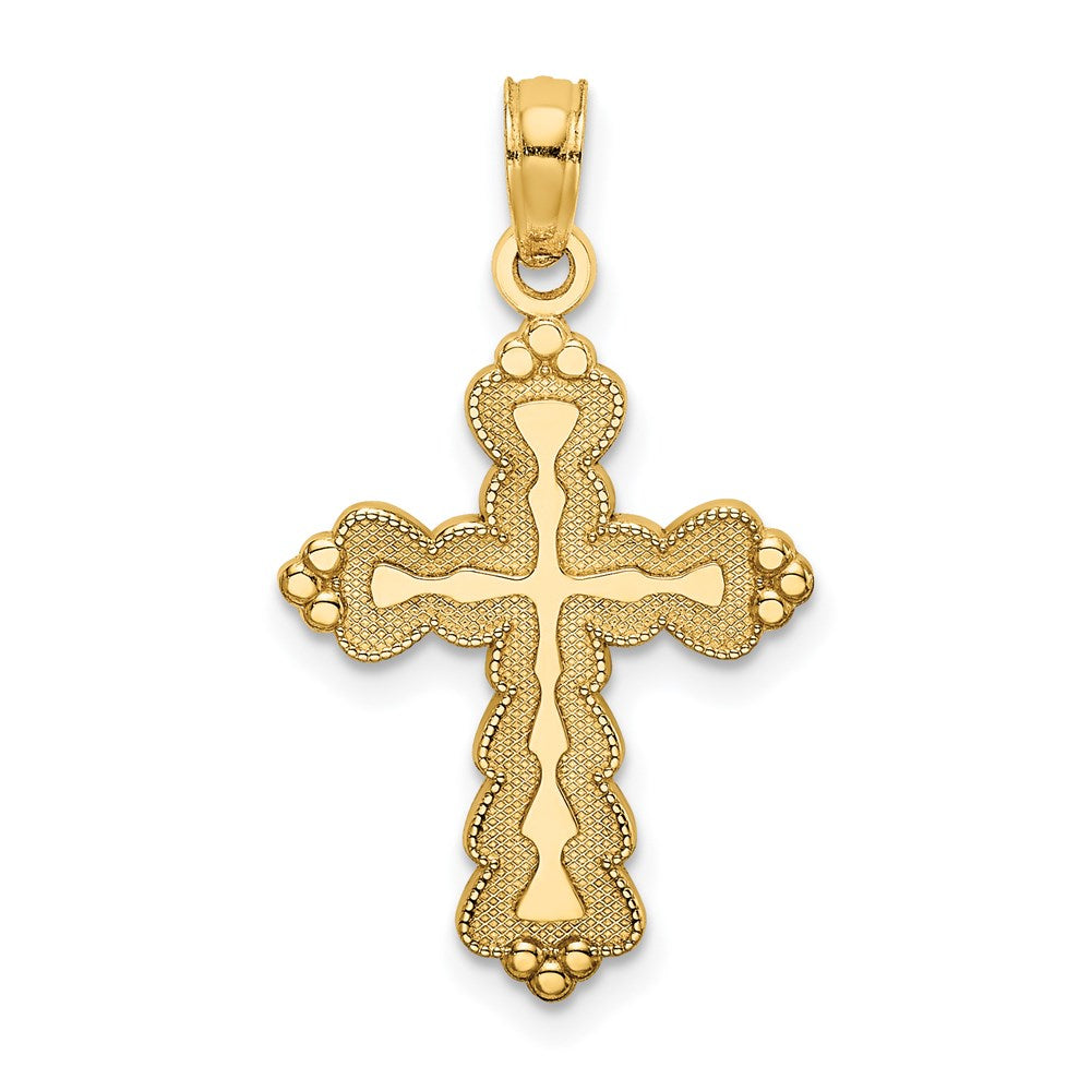 14K Gelbgold Gewellt Kreuz Charm