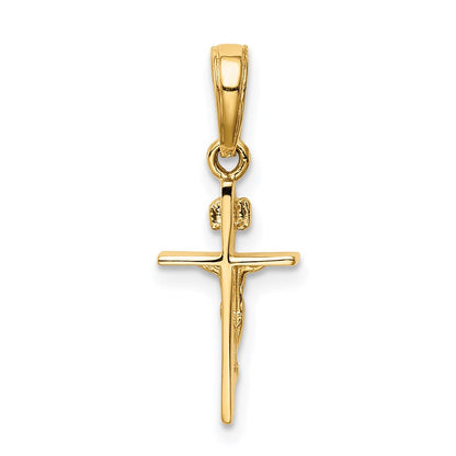 14K Gelbgold Klein Inri Kruzifix Anhänger