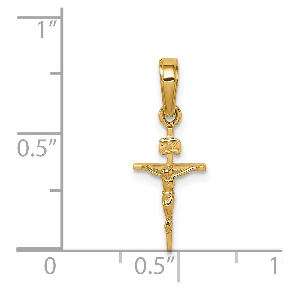 14K Gelbgold Klein Inri Kruzifix Anhänger