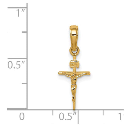 14K Gelbgold Klein Inri Kruzifix Anhänger
