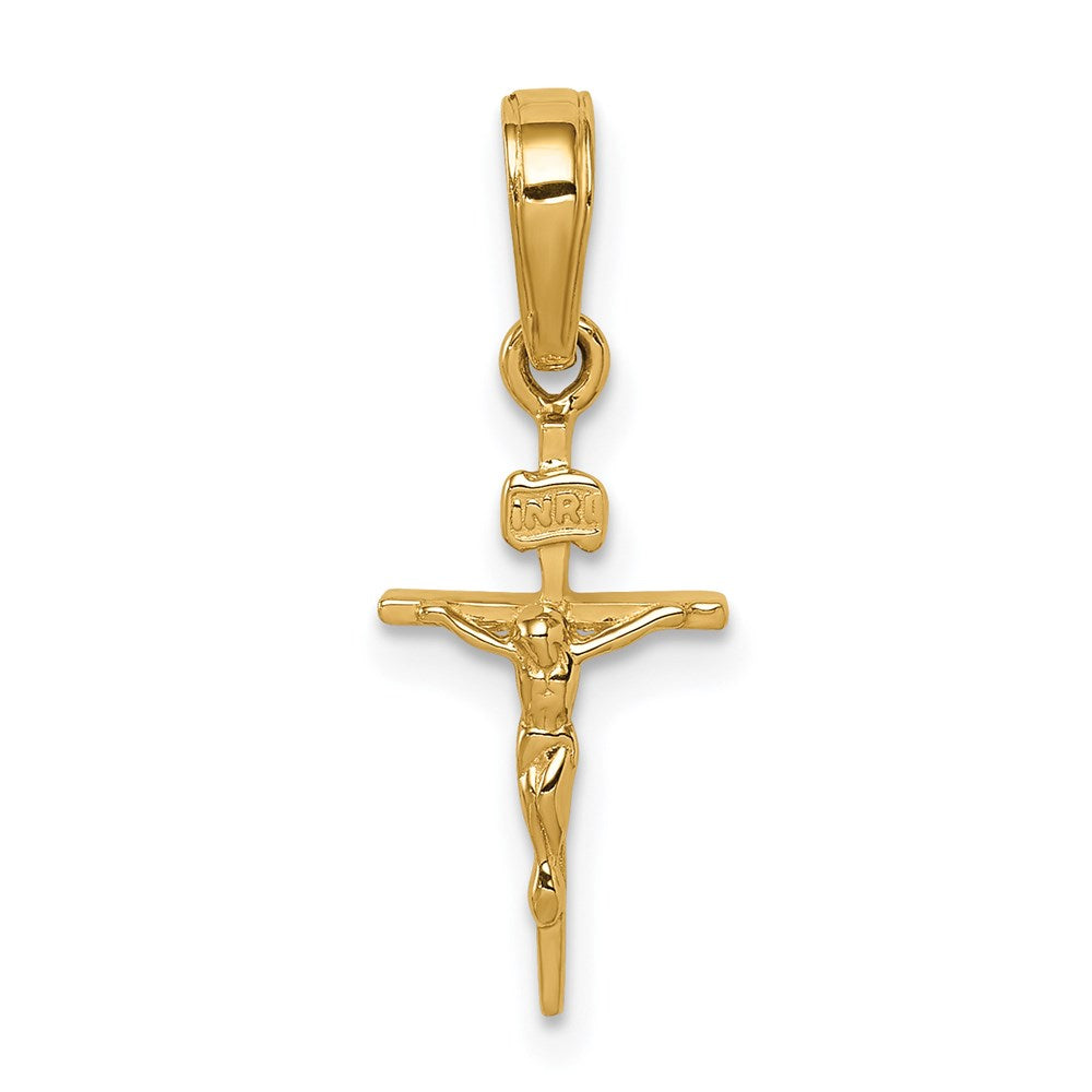 14K Gelbgold Klein Inri Kruzifix Anhänger