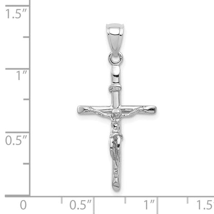 14K Weißgold INRI-Kruzifix-Anhänger