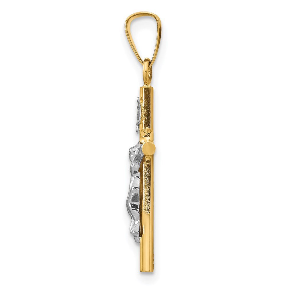 14K Bicolor Gold INRI Kruzifix-Anhänger