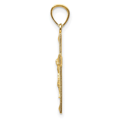 14K Gelbgold Diamantiert Kruzifix Anhänger