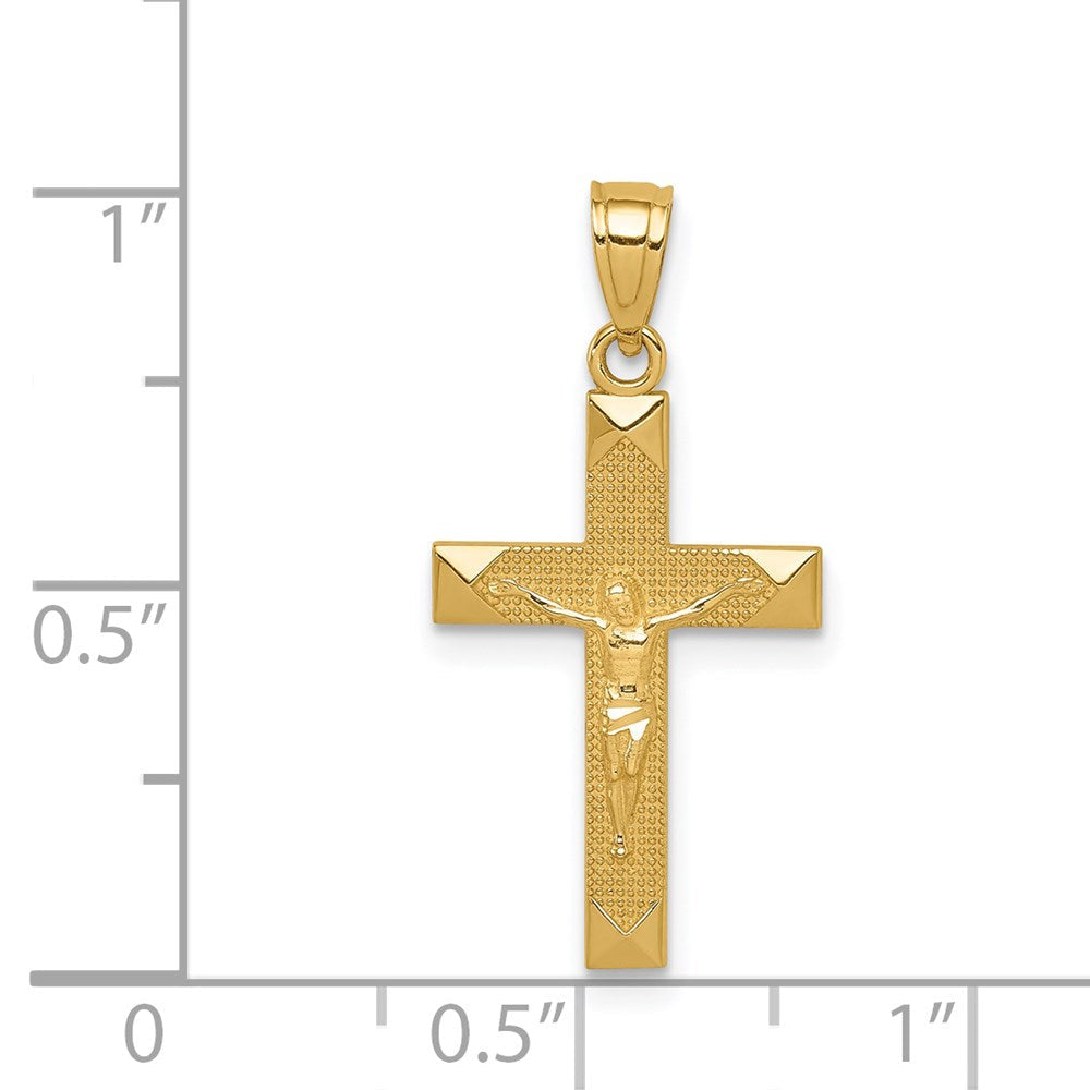 14K Gelbgold Diamantiert Kruzifix Anhänger