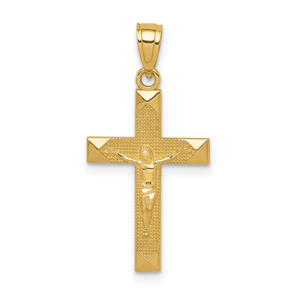 14K Gelbgold Diamantiert Kruzifix Anhänger