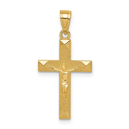 14K Gelbgold Diamantiert Kruzifix Anhänger