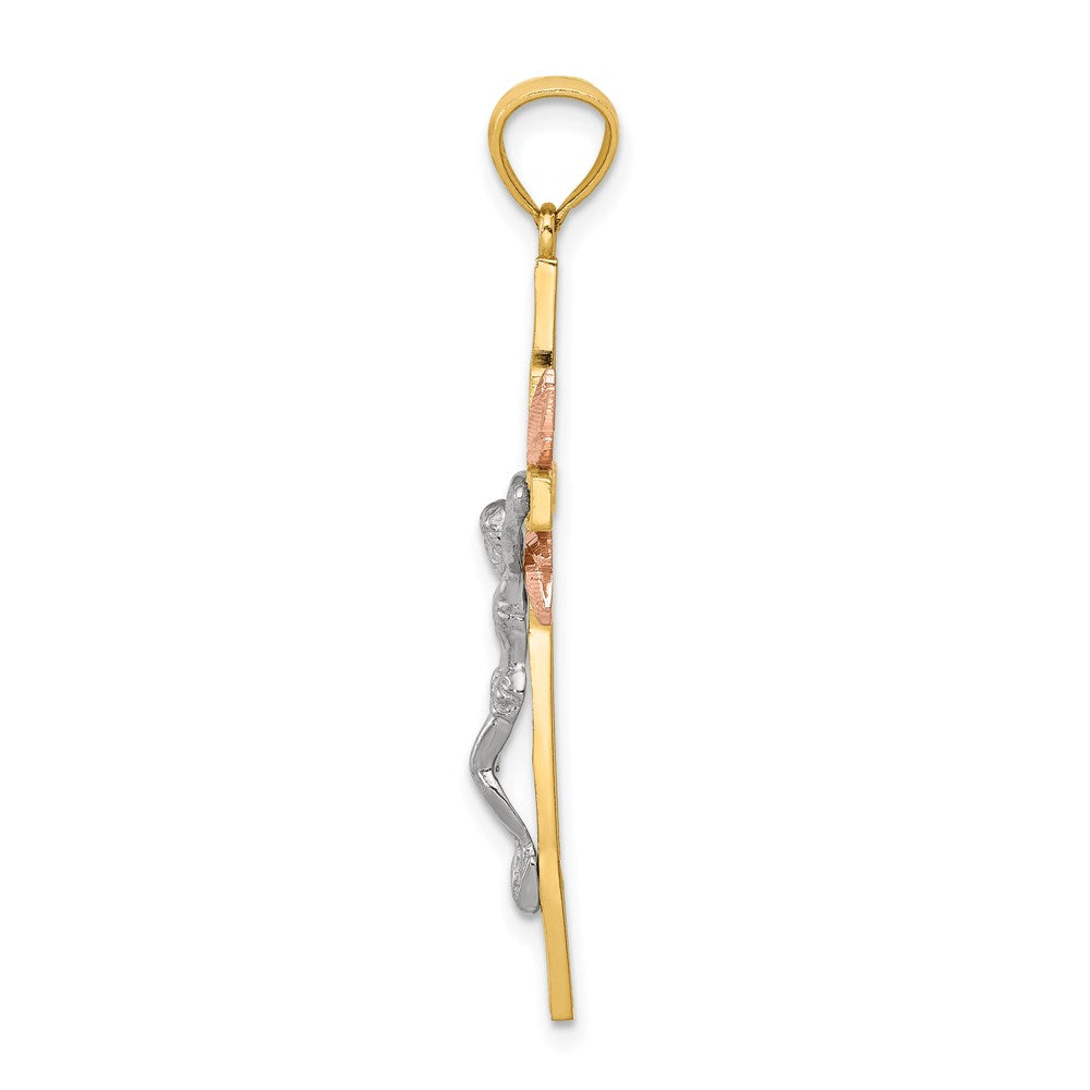 14K Tricolor-Gold Kruzifix-Anhänger