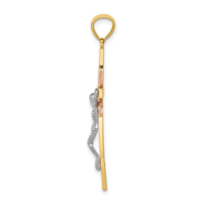 14K Tricolor-Gold Kruzifix-Anhänger