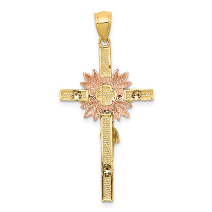 14K Tricolor-Gold Kruzifix-Anhänger