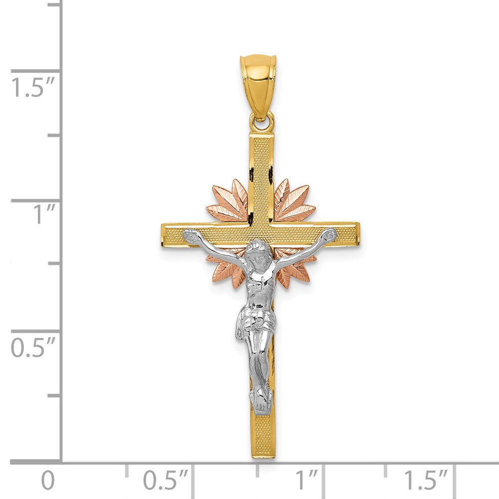 14K Tricolor-Gold Kruzifix-Anhänger