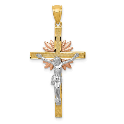 14K Tricolor-Gold Kruzifix-Anhänger