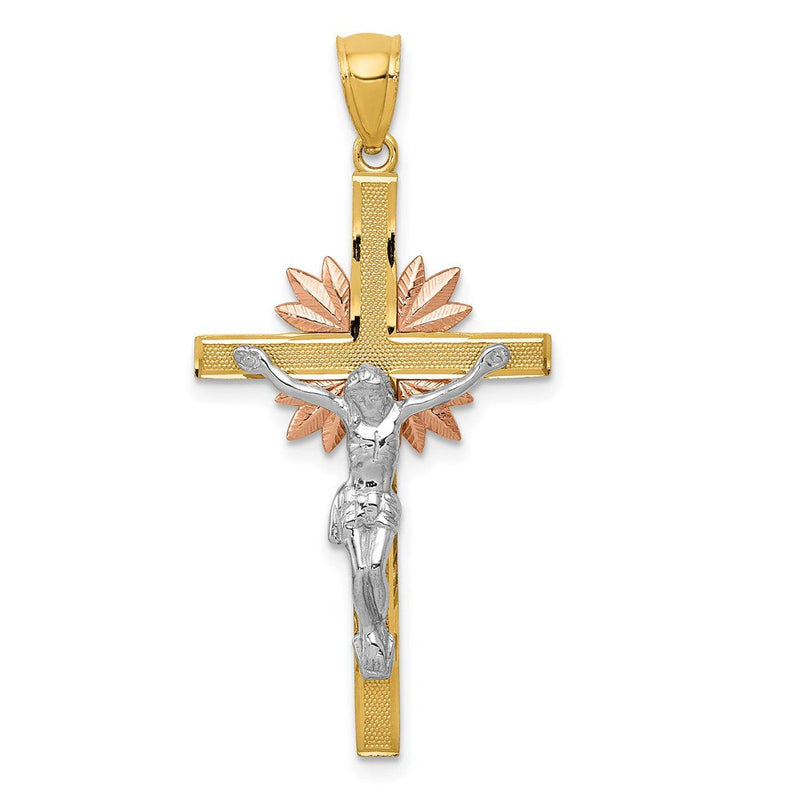 14K Tricolor-Gold Kruzifix-Anhänger