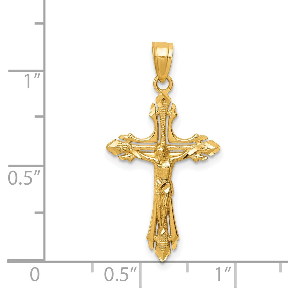 14K Gelbgold Diamantiert Kruzifix Anhänger