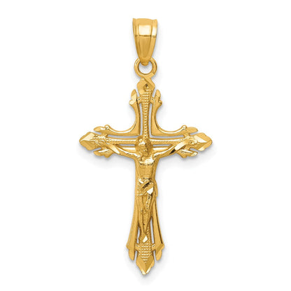14K Gelbgold Diamantiert Kruzifix Anhänger