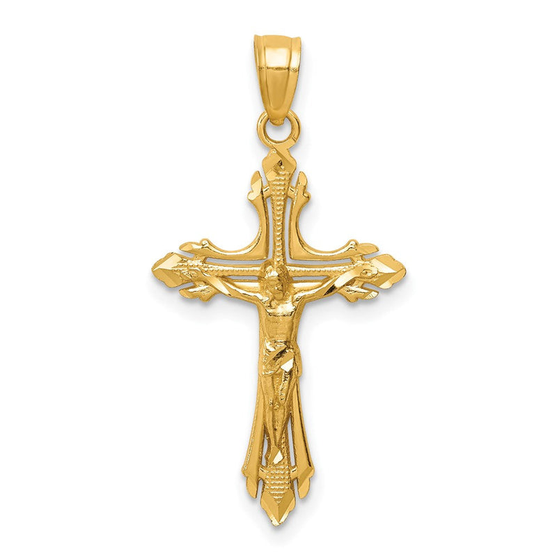 14K Gelbgold Diamantiert Kruzifix Anhänger