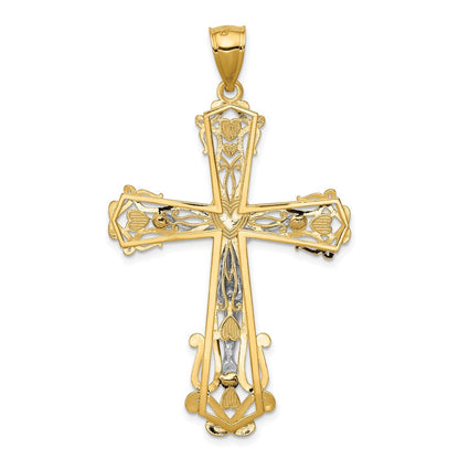 14K Bicolor Gold Diamantgeschliffener Kruzifix-Anhänger