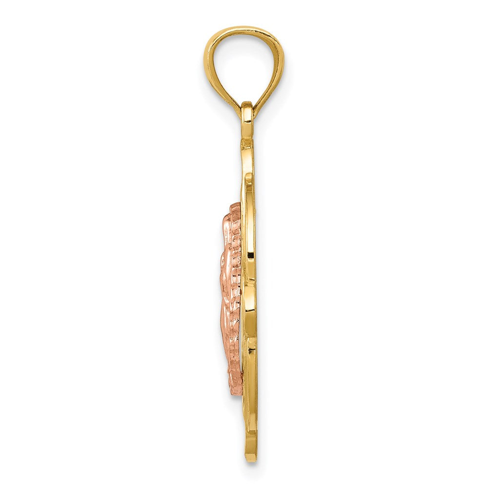 14K Bicolor Gold Rosen-Anhänger Jungfrau Maria