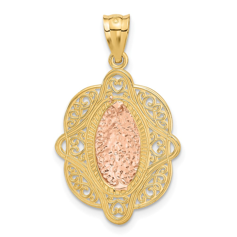 14K Bicolor Gold Rosen-Anhänger Jungfrau Maria