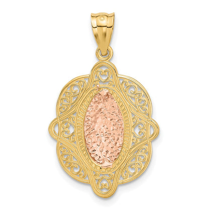 14K Bicolor Gold Rosen-Anhänger Jungfrau Maria