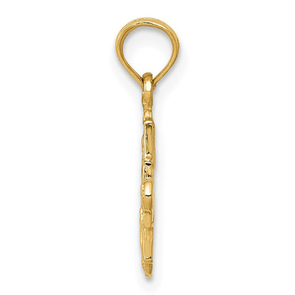 14K Gelbgold Miniature Vier Way Medaille Anhänger