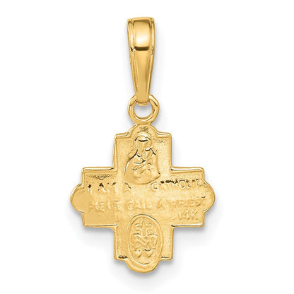 14K Gelbgold Miniature Vier Way Medaille Anhänger