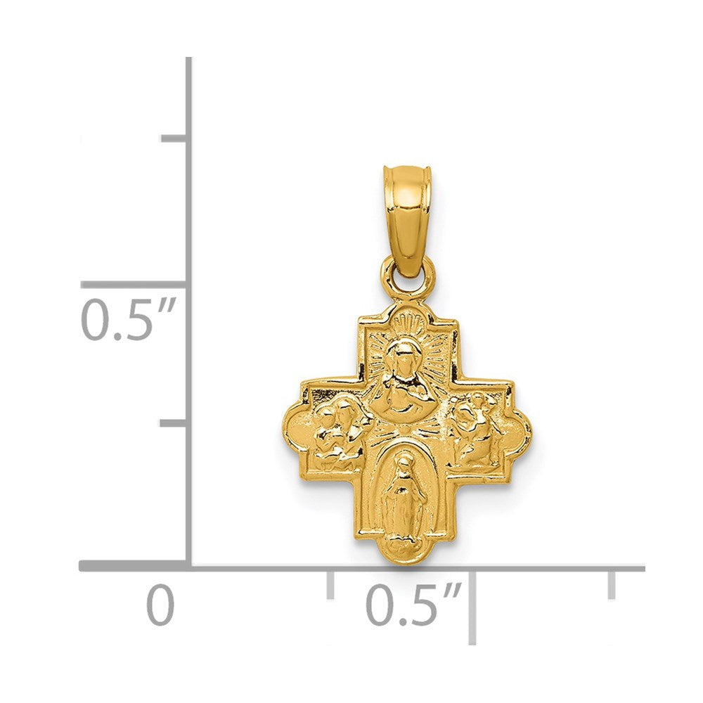 14K Gelbgold Miniature Vier Way Medaille Anhänger