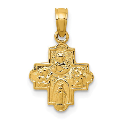 14K Gelbgold Miniature Vier Way Medaille Anhänger