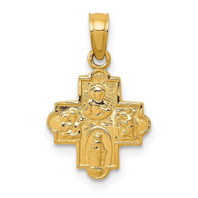 14K Gelbgold Miniature Vier Way Medaille Anhänger